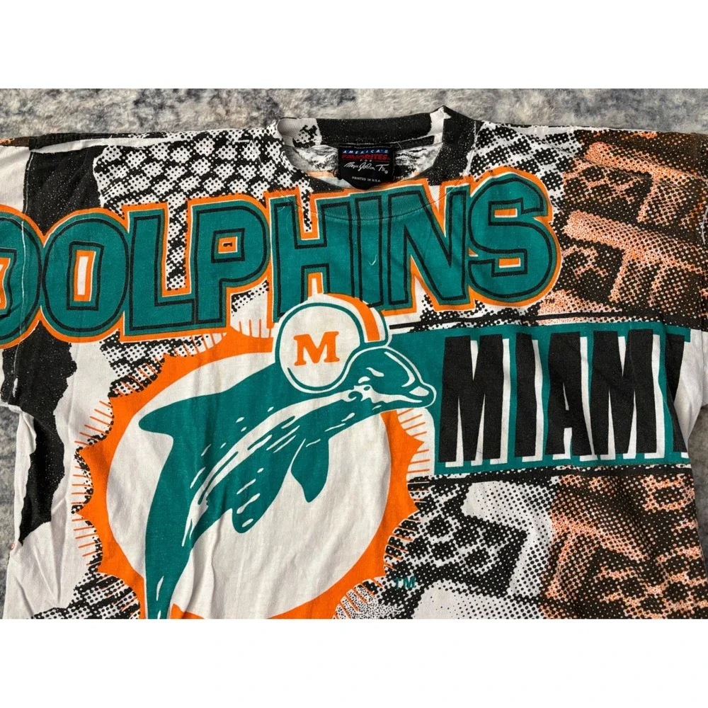 Vintage Miami Dolphins Magic Johnson T's All Over Print T‎ Shirt Mens XL - Picture 2 of 16